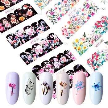 

1 Set Water Embossed Flower Decals Nail Sticker Water Slider Stickers Flower Plant Wraps Adhesive Manicure Nail Art Decor