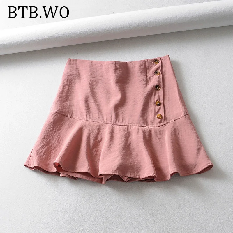 Summer womens skirts Solid Ruffled skirts for women midi length culottes plus size party women skirt BTB.WO