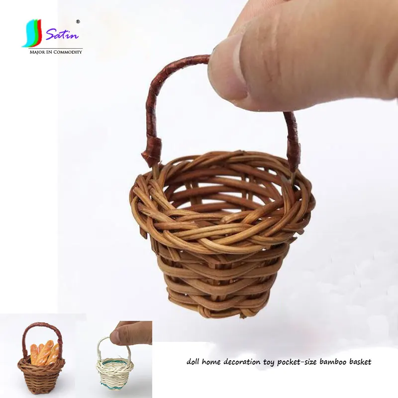 DIY кукла украшение для дома мини бамбуковая корзина для фруктов, Детские или кукла Life Tool аксессуар мини-реквизит корзина для мусора S0729H
