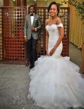 Custom made Mermaid Wedding Dresses 2016 High Quality Lace up Off the shoulder Wedding Dress With Appliques Vestido De Noiva