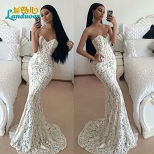 Weiße Spitze Nixe-abschlussball 2016 Liebsten Ärmellos Gericht Zug Vestidos De Festa Sexy Backless Partei Abendkleid