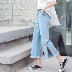 Модные свободные джинсы женские Wiast карманов джинсы-бойфренды для Для женщин Повседневное полосками по бокам джинсы большого размера для