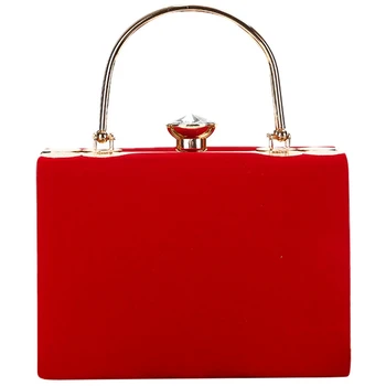 

NEW-Velvet Evening Bag Hardware Style Handbag Shoulder Messenger Bag Simple Mobile Phone Bag