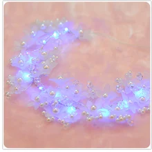 Новое поступление светящаяся головная повязка для женщин светодиодный светильник для волос цветок блеск ручной работы имитация жемчуга Корона Свадебные украшения для волос SG051