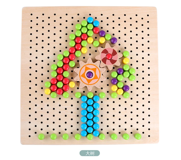 Переменная Пиксельная мозаика с рисунком, деревянные мозаики, Пластиковые Деревянные новые трехмерные Развивающие Игрушки для раннего