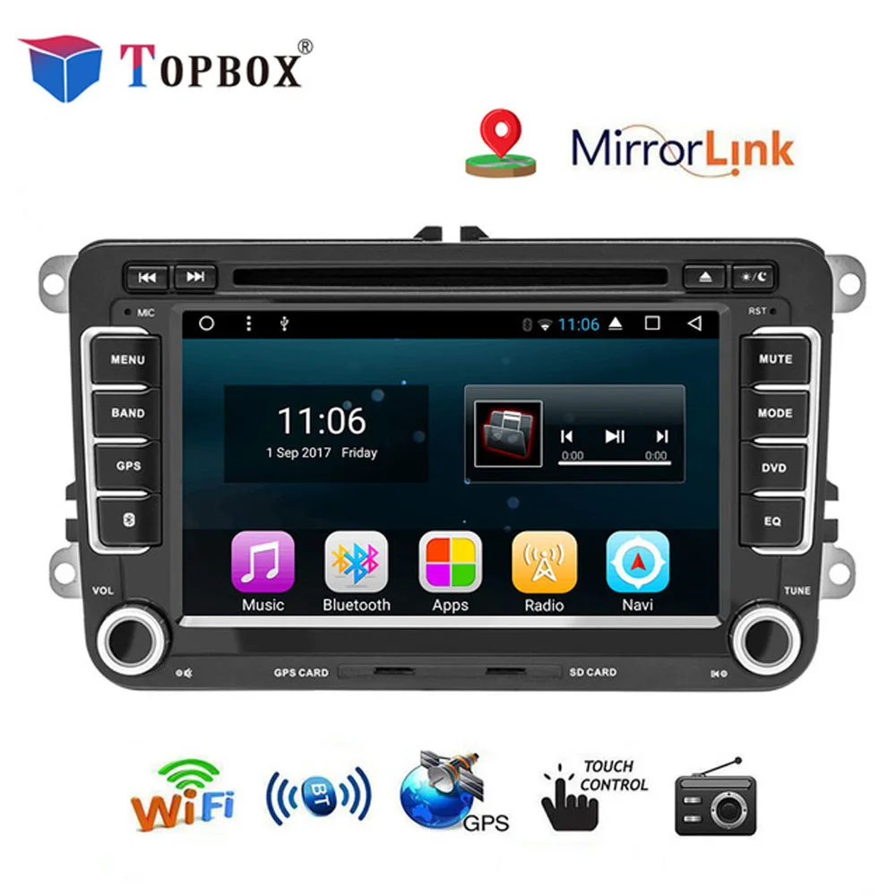 

Topbox 2 Din Car Multimedia Player Android GPS Navigation Car Radios 7" Touch Screen Autoradio USB For Volkswagen Radio Wifi Mp5