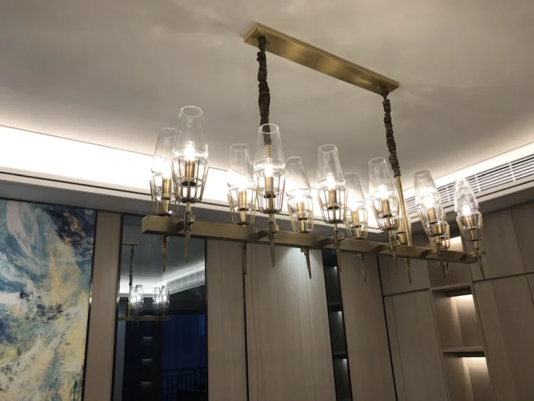 Американская RH Лофт щетка для мытья стекол металлическая Золотая светодиодная Люстра подвесная светодиодная подвесная люстра освещение для гостиной Внутреннее освещение лампа