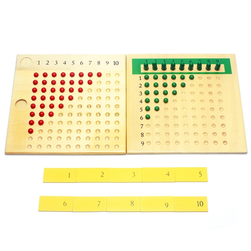 Billig Frühen Holz Montessori Materialien Mathematik Lehre Spielzeug Multiplikation   Division Mathematik Spielzeug Perlen Bord Rot Grün Lernen