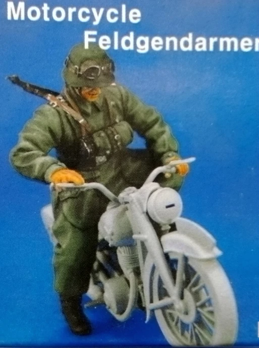 

1:35 World War II German soldier riding a motorcycle