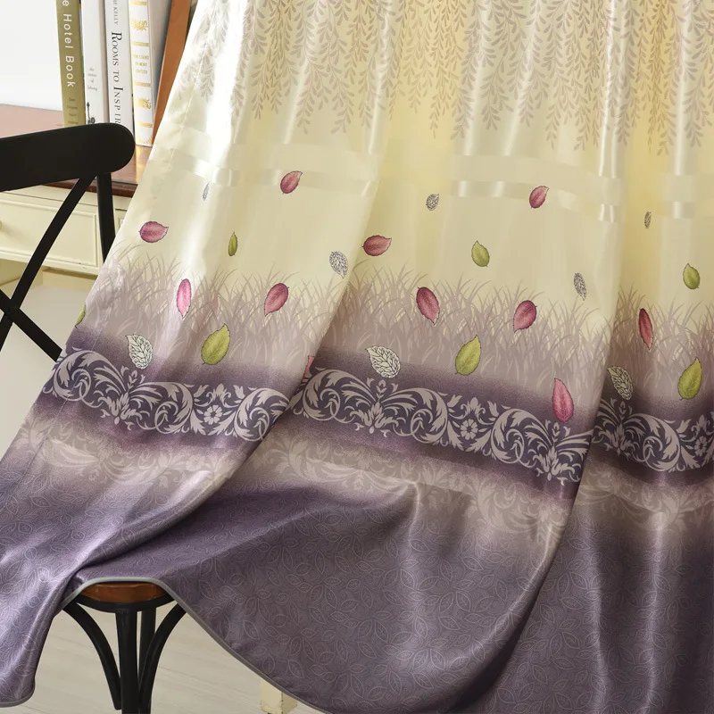 

Curtains for Living Dining Room Bedroom Grey-made Tree Print Pastoral Leaves American-style Country Style
