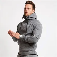 2019  New fitness men's zipper hoodie sports casual fall and winter loose long-sleeve hoodie