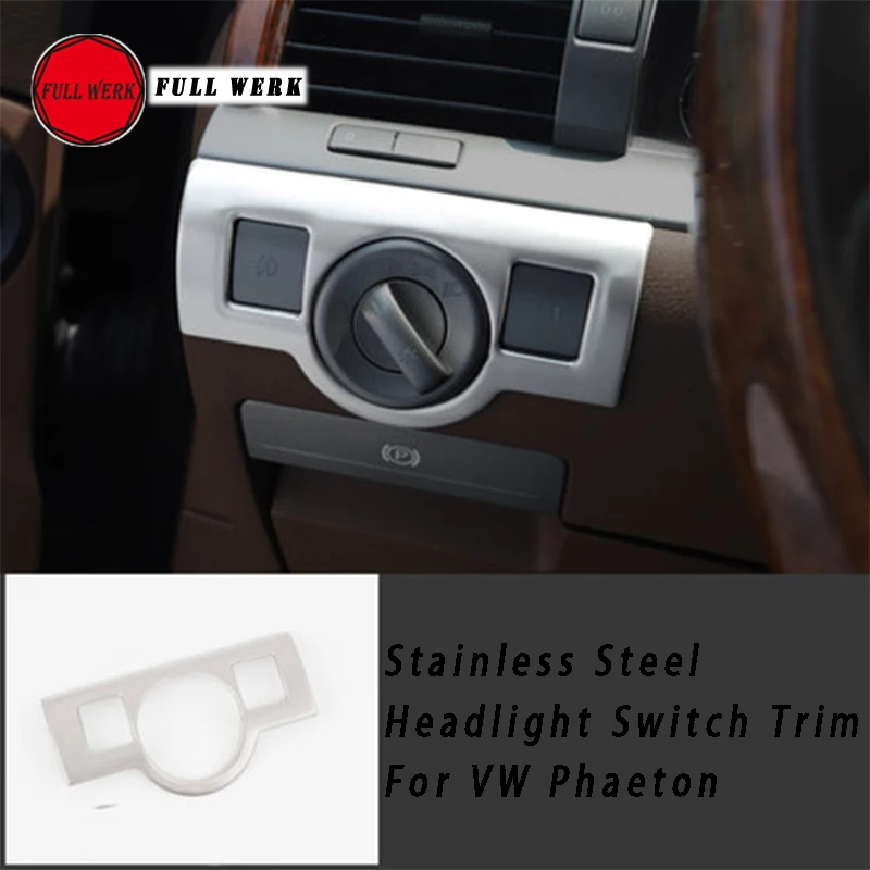

1 шт. переключатель фар из нержавеющей стали, отделка, рамка, внутренняя отделка, крышка для Volkswagen Phaeton, аксессуары для стайлинга автомобиля