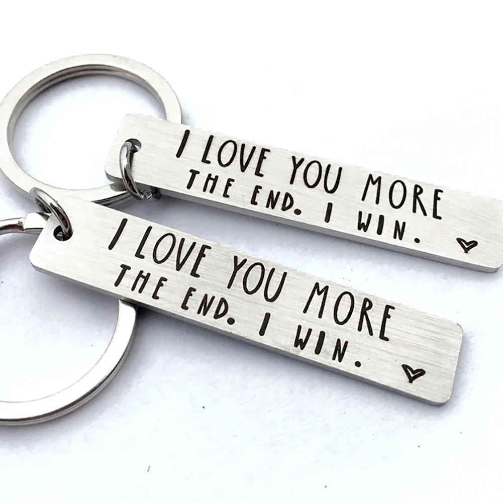 Металлический брелок для ключей с надписью «I LOVE YOU MORE THE END», брелок для ключей для влюбленных, Подарочный декор, брелок для ключей на День святого Валентина, подарок для ключей