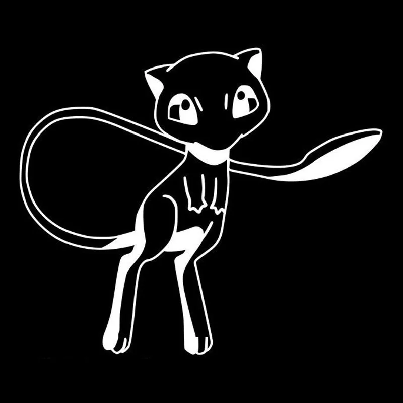 

HotMeiNi 15.2*12.8CM Interesting Cartoon Car Sticker Pokemon Mew Car Styling Vinyl Decal Accessories Black/Silver