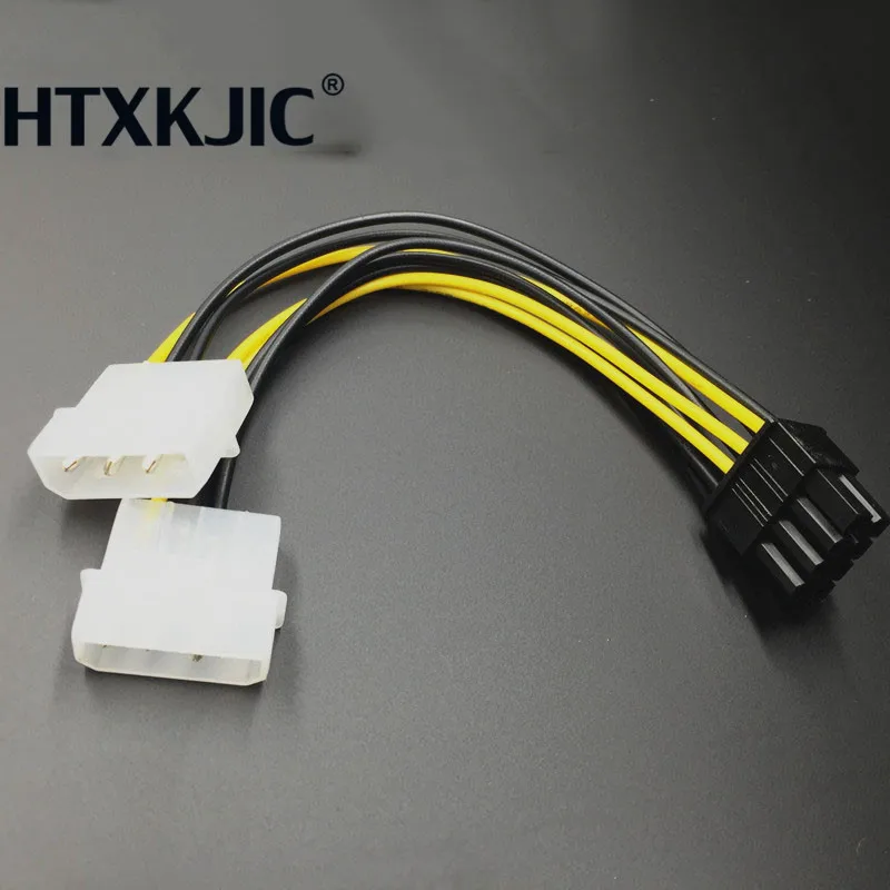 Горячая 6 дюймов 2 x Molex 4 pin до 8 Pin PCI Express Видеокарта Pci-e ATX PSU конвертер питания кабель-Molex к Pcie 8 pin адаптер