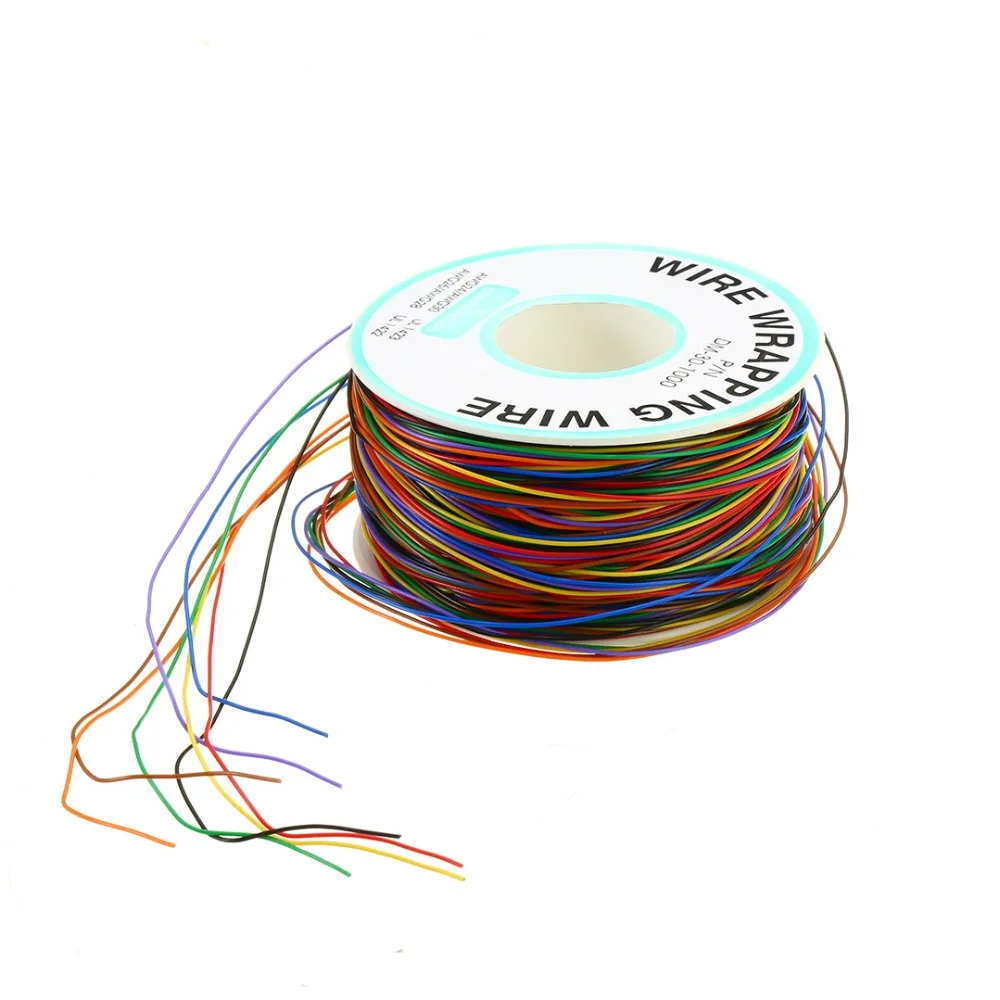 Оловянная медная обмотка 1 рулон 30 AWG 0 25 мм изоляционный Тестовый Кабель 8 цветная