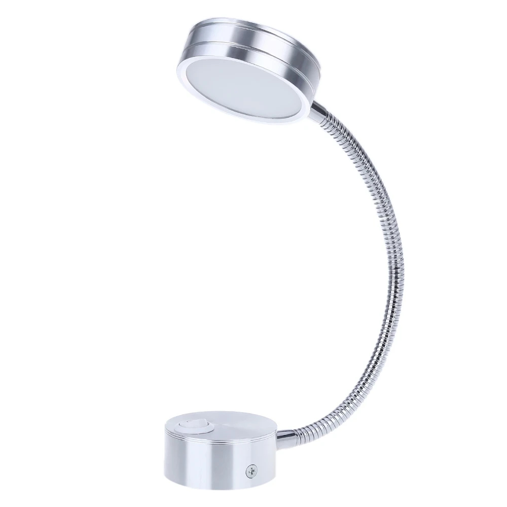 LED Silver Bedroom Bedside Lamp Reading Wall Lamps With Knob Switch 5W 90 260V Wall Light