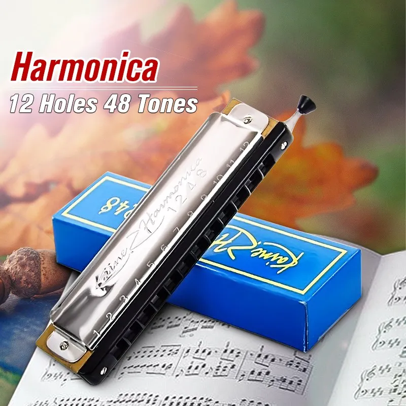 Kaine Chromatic Harmonica 12 Holes 48 Tones Metal Board Woodwind