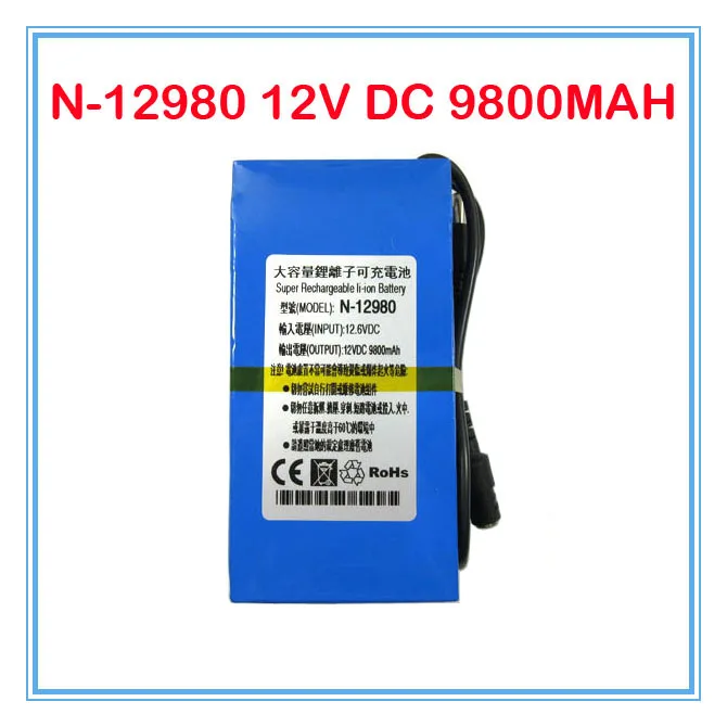 N 12980 DC 12V Portable 9800mAh Super rechargeable Li ion Battery ...