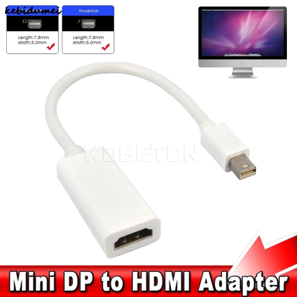 Kebidumei 2018 горячий Thunderbolt мини порт дисплея DP к HDMI адаптер мультимедийный кабель для
