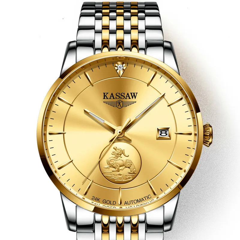 

Watch Man Automatic Mechanics Surface Waterproof Business Affairs Male Surface Brave Troops 24k Gold Watch Man Wrist Watch K666G