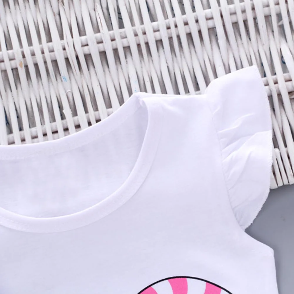 2PCS Toddler Kids Baby Cute Girls Bowknot Outfits Lolly T-shirt Tops+Short Pants Clothes Set Clothing Set Ensemble Fille Summer