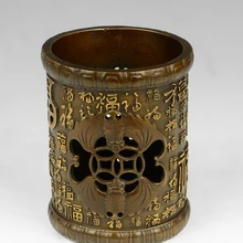 Bi003747 Китай Дворец Бронза Медь Лаки Фу Бат Чехол Pen Контейнер Карандаш Ваза Кисть Пот