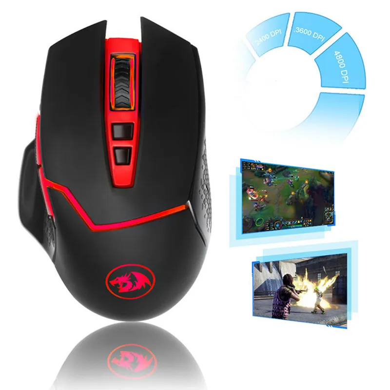 

M690 2.4Ghz Wireless Mouse USB Optical 8 Buttons 4800dpi Adjustable Computer Gaming Mouse Gamer Game Mice for LOL PUGB Overwatch