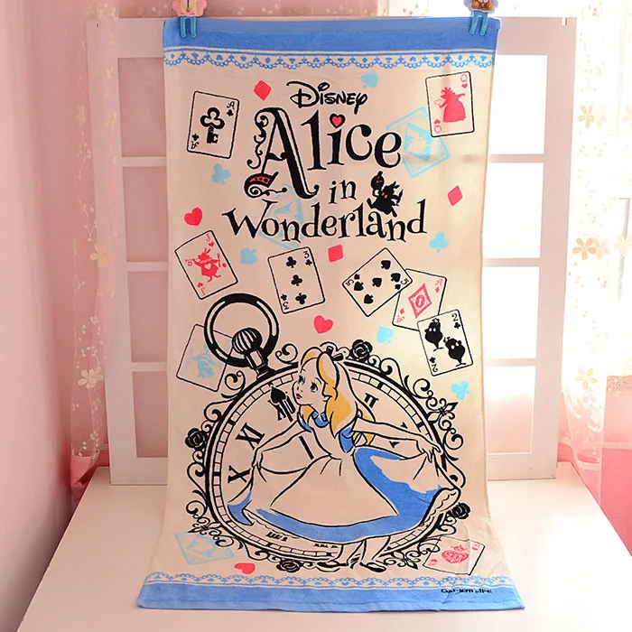 120x60 см мультфильм «Алиса в стране чудес» банное полотенце с мультяшным принтом с часами карты детей Одеяло пляжные Полотенца Коллекция подарков