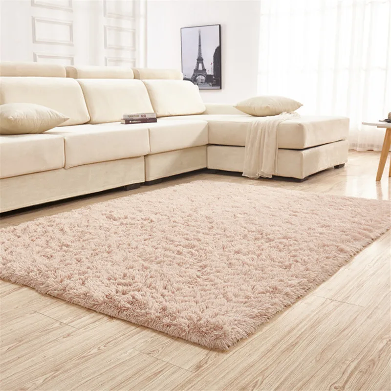 High quality factory direct silk solid color carpet Living room coffee table mat bedroom bedside blanket Rectangular carpet