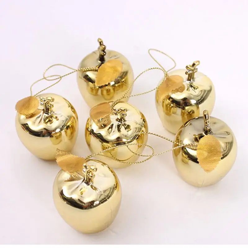 

Cute 12Pcs Apples Christmas Tree Decorations Party Events Fruit Pendant Christmas Hanging Ornament Red Golden Tree Decor