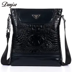 Danjue мужской Бизнес сумка Пояса из натуральной кожи крокодила Курьерские сумки Для мужчин модные классические черная сумка через плечо для