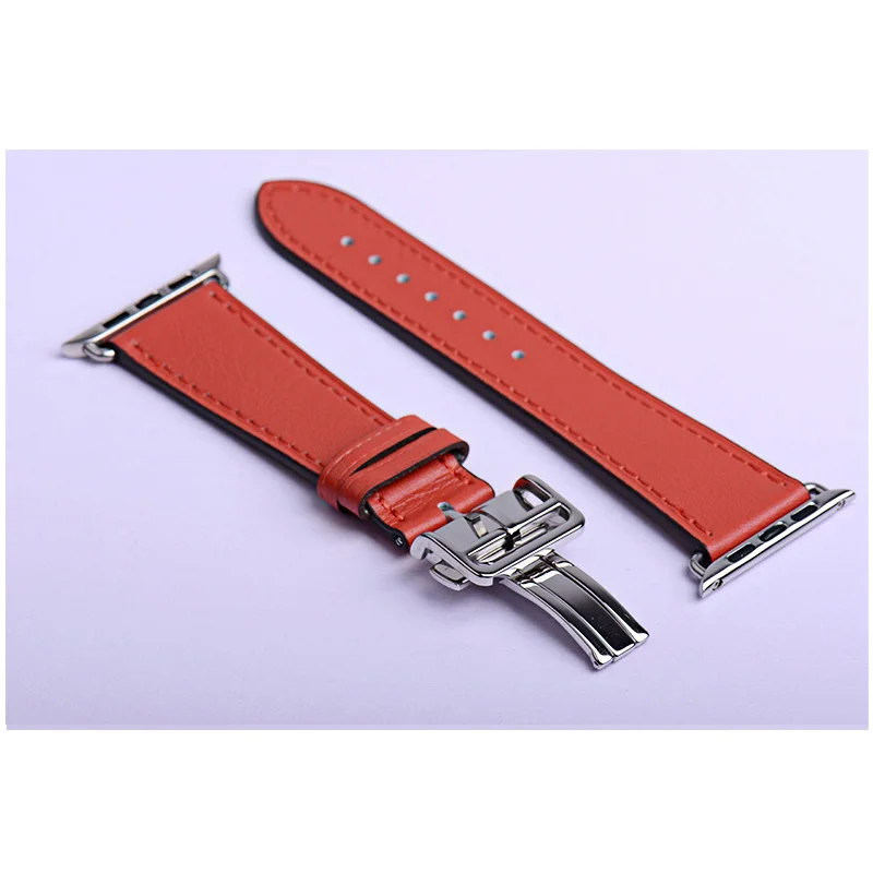 Ремешок с пряжкой для Apple Watch 4 band 44 мм 40 мм Iwatch series 4 Fauve Barenia кожаный браслет - Цвет ремешка: red