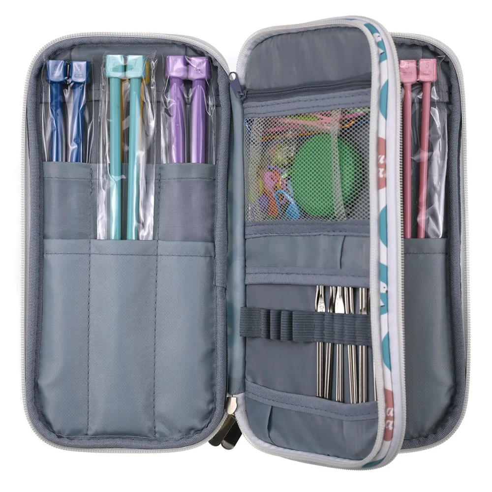 

New Big Capacity Empty Crochet Hook Pouch Knitting Needles Kit Organizer Bag Sewing Needles Scissors Ruler Sewing Accessory Case