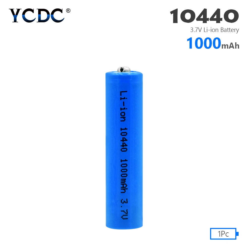 YCDC Лидер продаж 1/2/4 шт. высокое качество 10440 Батарея 1000 мА/ч, 3,7 V Перезаряжаемые литий-ионный аккумулятор AAA батарейки Топ на пуговицах