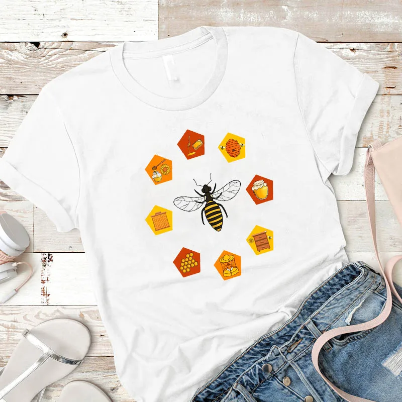 Милая модная женская летняя футболка с принтом пчелы Camisa Mujer Женская графическая