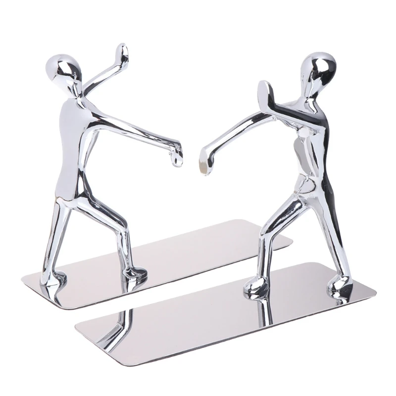 

1 Pair Book Holder Humanoid Figure Bookend Non-Skid Art Desk Organizer Bookshelf Office Accessories