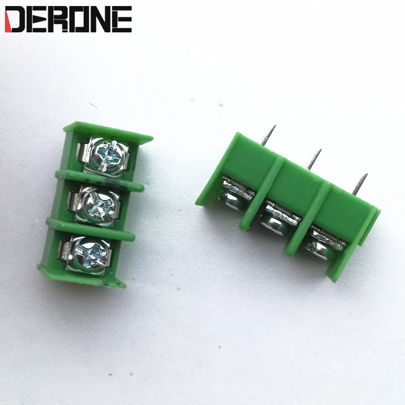 2 piece 7.62mm 3 pin 300v 10A Circuit Board Connector Block Terminals