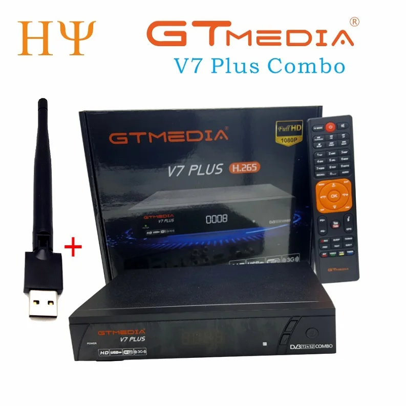 GTMEDIA V7 PLUS 10 шт. DVB-S2 H.265 DVB-T2 спутниковый приемник декодер наземного HD tv box Wifi Biss vu конвертер рецептор - Цвет: V7 Plus With WiFi