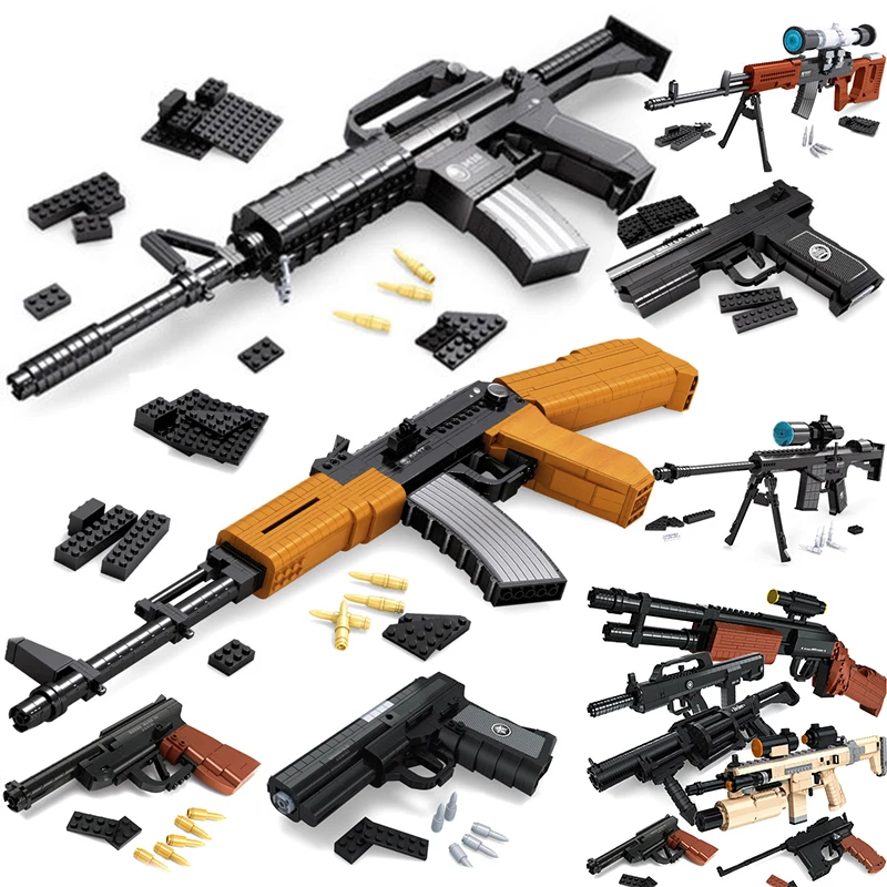 SWAT AK47 снайперская винтовка пистолет Desert Eagle наборы строительных блоков Детские