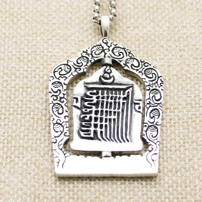 

free rotating pendant Male S925 sterling silver restoring ancient ways is Sanskrit cross vajra Buddha amulet pendant female