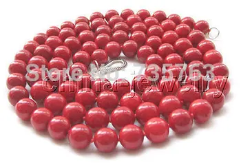 

xiuli 0014903 Beautiful AAA 50" 10-11mm natural perfect round red coral necklace-925