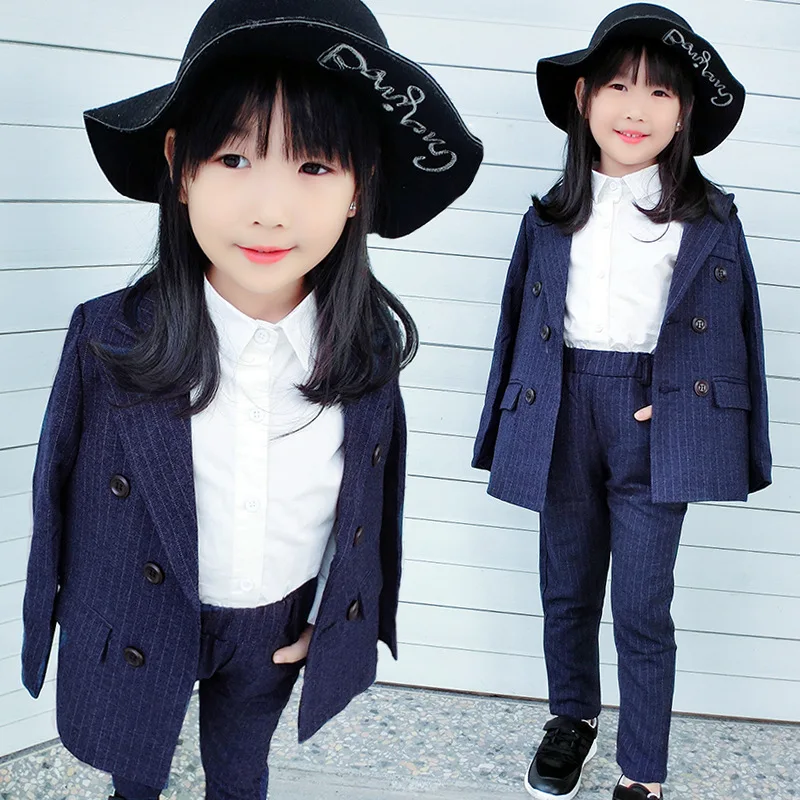 child girls Suits Jacket + Pant 2 parts Baby Clothing Set 2 10Years Old