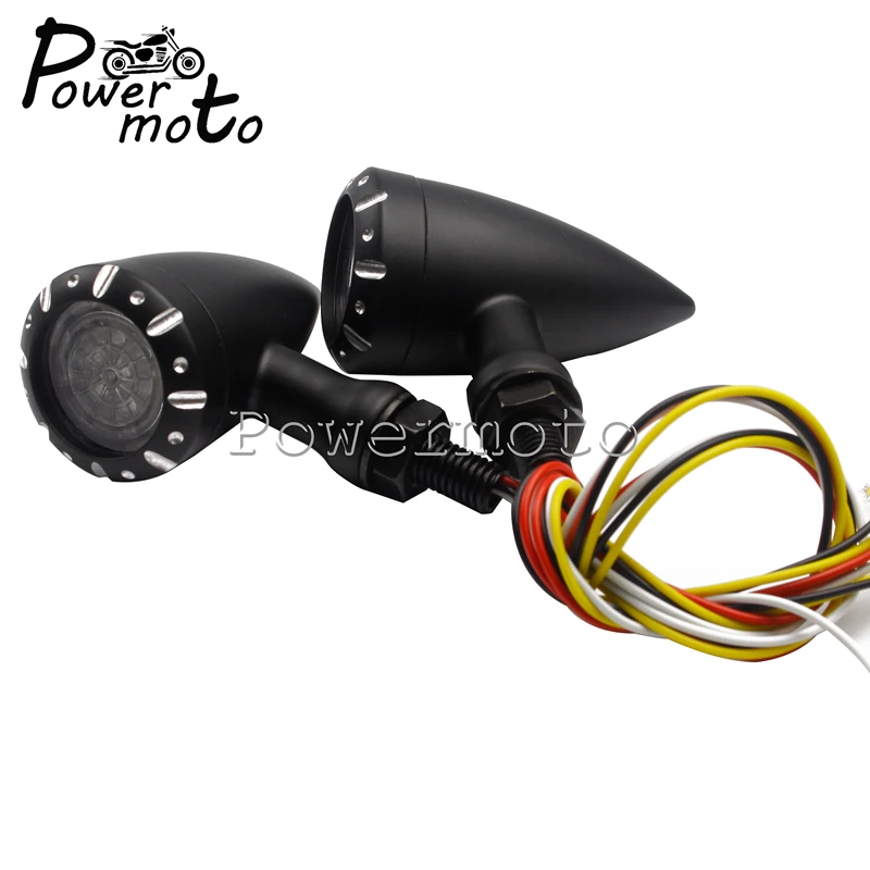 

Motorcycle Black Retro Bullet Red Yellow LED Turn Signal Light Brake Stop Lamp Running Blink Light For Harley Dany Bobber Honda