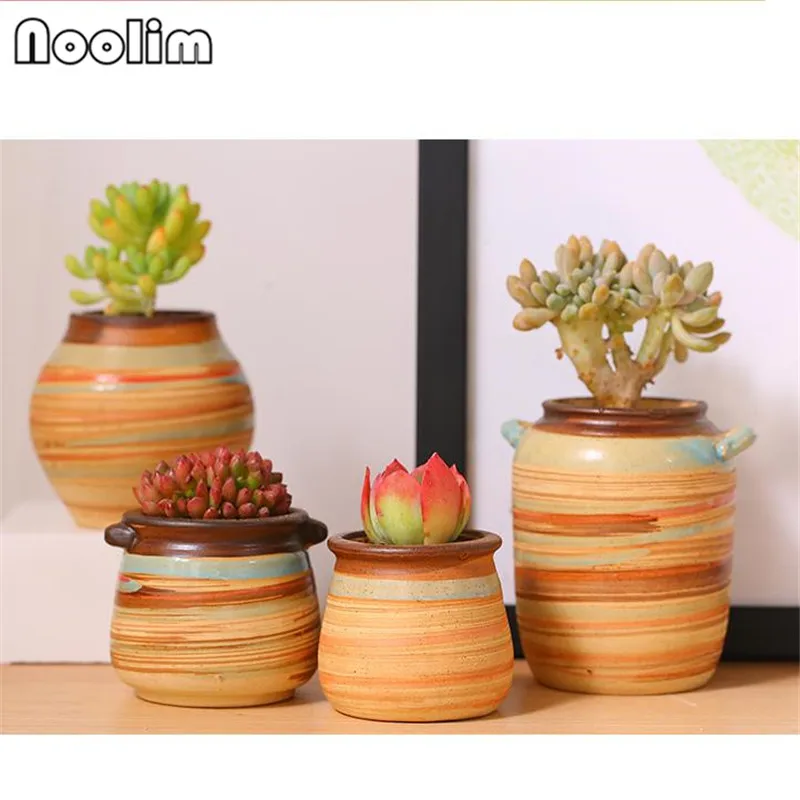 

Handpainted Concise Stoneware Porcelain Succulents Green Plant Flower Pots Simple And Practical Tabletop Vase