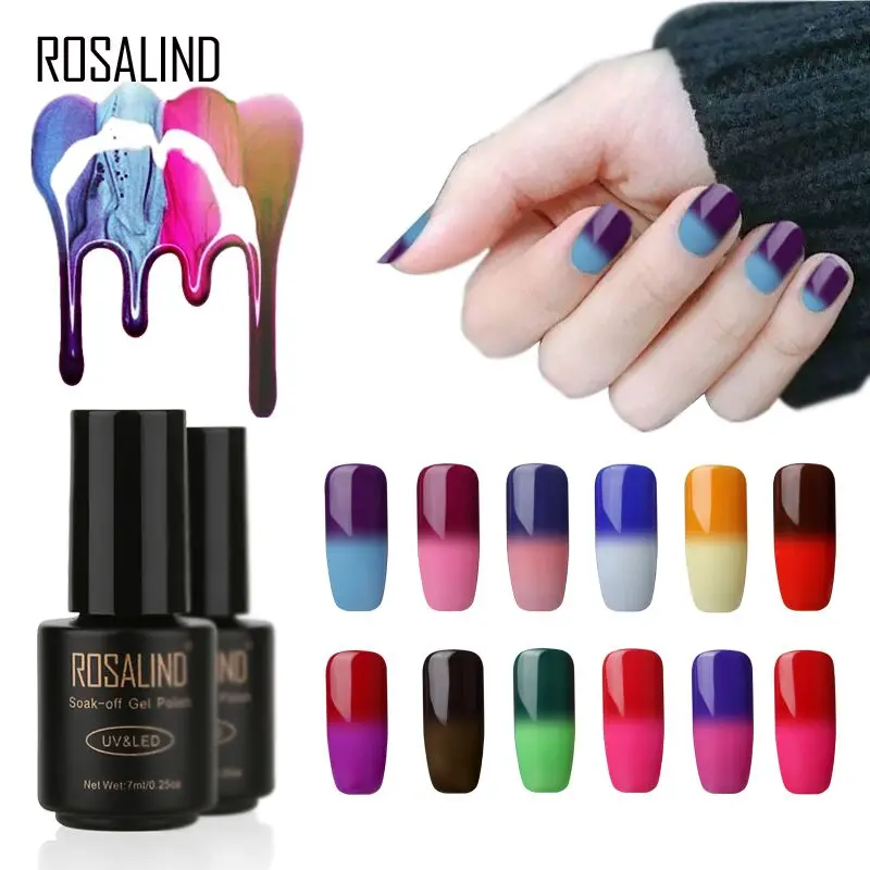 

Rosalind 30 Colors Magic Temperature Color Changed Nail Gels Cosmetics Soak Off UV Lacquer Gel Semi-Permanent Nail Polish 7ML