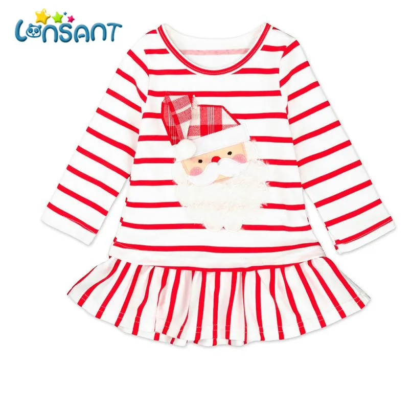 

LONSANT Baby Girls Striped Princess Dress 2019 Christmas Clothes Funny Girls Clothing Cotton Roupa Infantil Menina Dropshipping