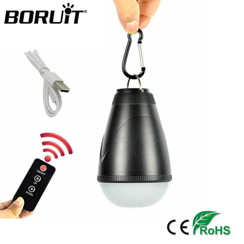 BORUiT водостойкий светодио дный 12 светодиодный портативный фонарь с ИК-пультом дистанционного управления 3-Mode 1,5 Вт USB перезаряжаемые палатки
