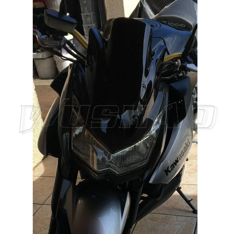 Мотоцикл двойной пузырь лобовое стекло ветер экран для 2010 2011 2012 2013 Kawasaki Z1000 Z 1000 черный Иридиевый прозрачный