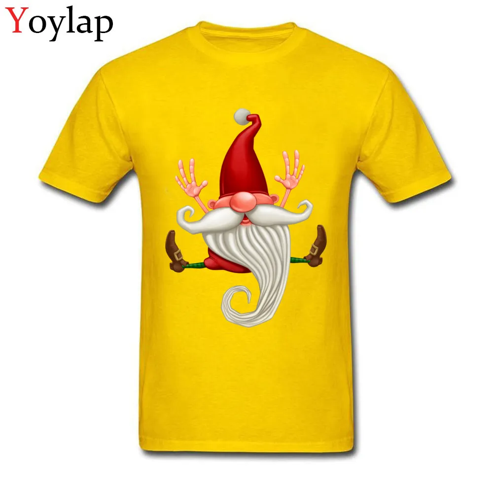 New Fashion Summer T-shirts Short Sleeve Pure Cotton Santa Claus jumping Round Neck Adult Tops Tees Funny Summer/Autumn Tee-Shirt yellow